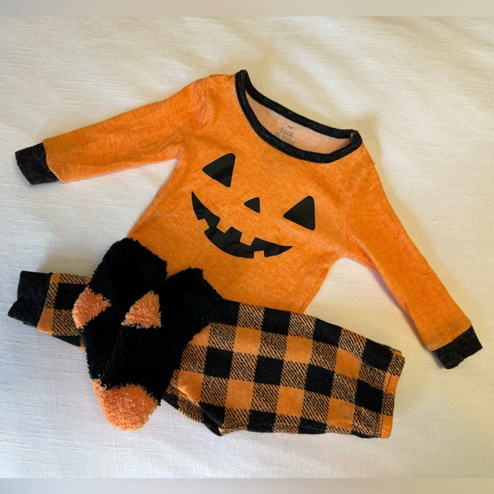 Trick or Treat Sleep | Halloween Jack O Lantern Pajama Set | 12 months